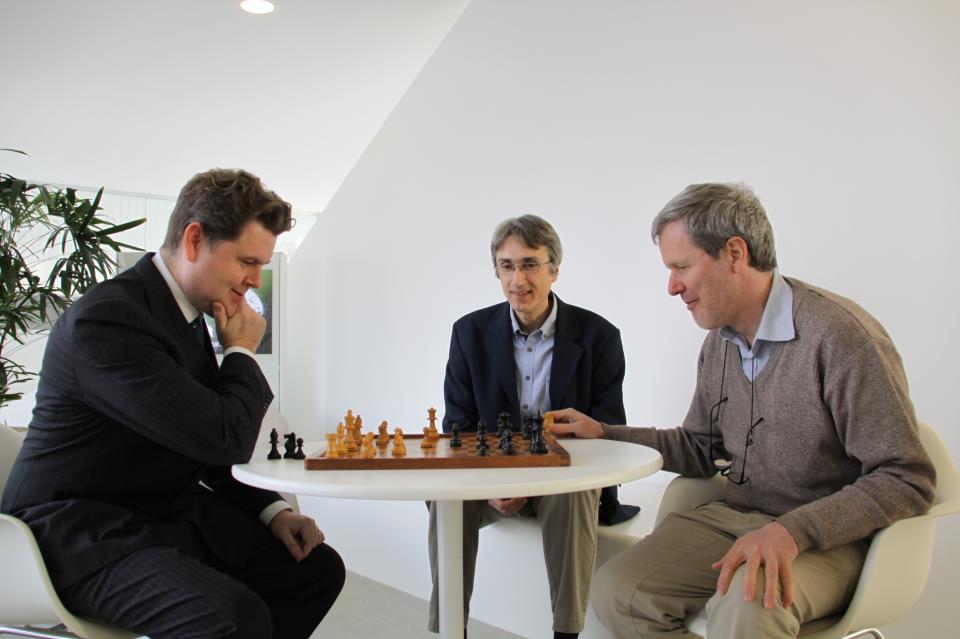 Picture: Robert enjoying a friendly game of chess with colleagues from corporate communications and pre-clinical science at Actelion Pharmaceuticals in Allschwil Switzerland (2013)